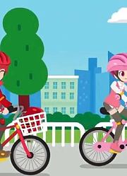 《迷你特工队动画片》炫车小子四人组骑自行车上学，绿色出行